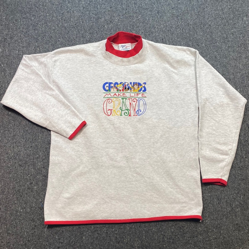 MC Sport‎ Grandkids Make Life Grand Sz XL Womens Grey Vintage Aesthetic TShirt